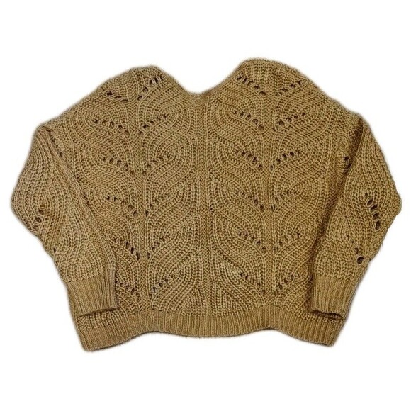 Ember Golden Brown Loose-Fit Slouchy V-Neck Pullover Lightweight Sweater Size M - Picture 2 of 3